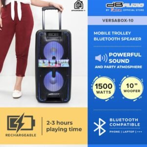 DB Audio by Astron Portable Mobile Trolley Bluetooth Speaker (1500W) (2 FREE Mics) (10" Woofer x 2) outdoor speaker speaker for karaoke rechargeable